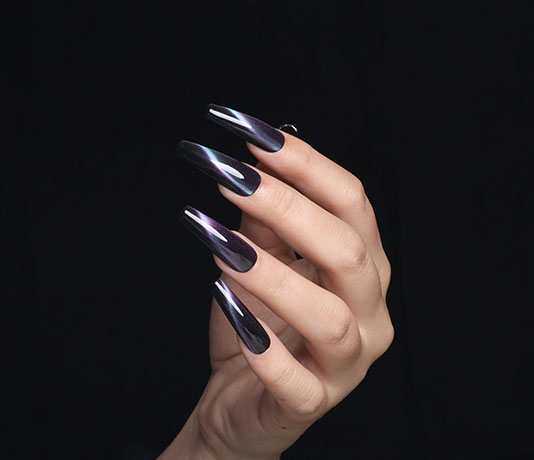 rainbow aurora cat eye gel nail polish