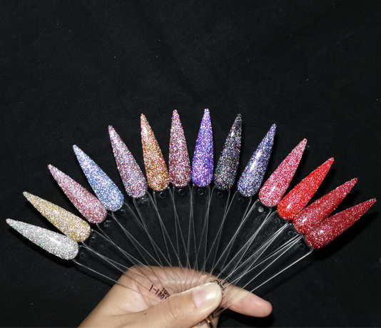 applying glitter to gel polish
